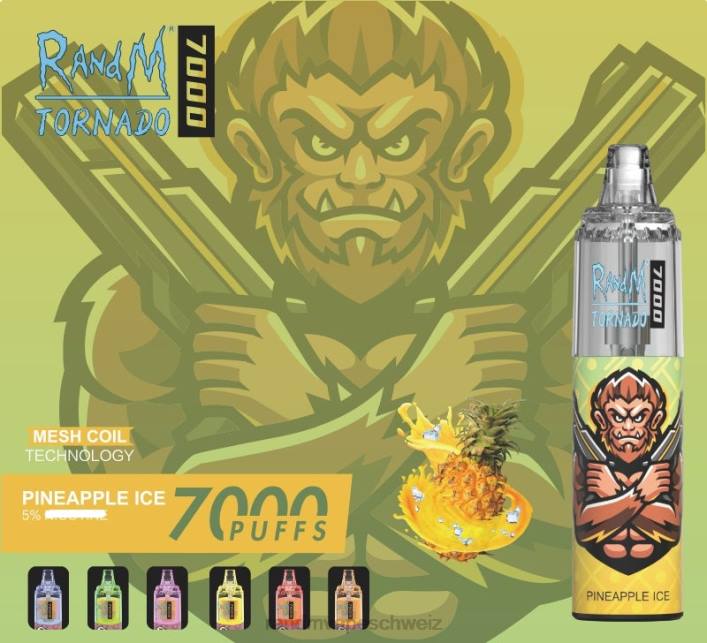 Fumot RandM Vape | RandM Tornado 00P2180 7000 Airflow Control Vape-Gerät 1St Ananaseis
